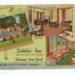 Linen postcard.  Dibble's Inn, Patio and Tap Room, Vernon, New York.  Roy T Dibble. Restaurant.