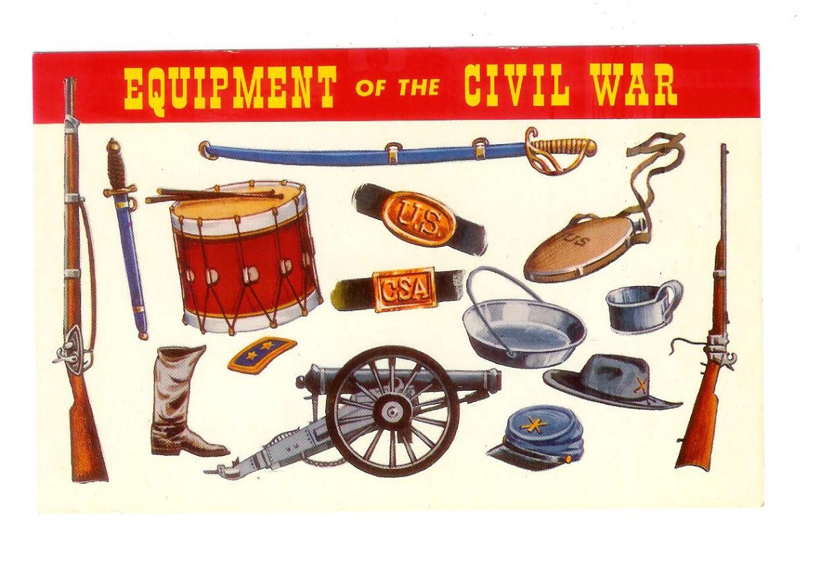 chrome-postcard-equipment-of-the-civil-war-mementoes-of-the-american