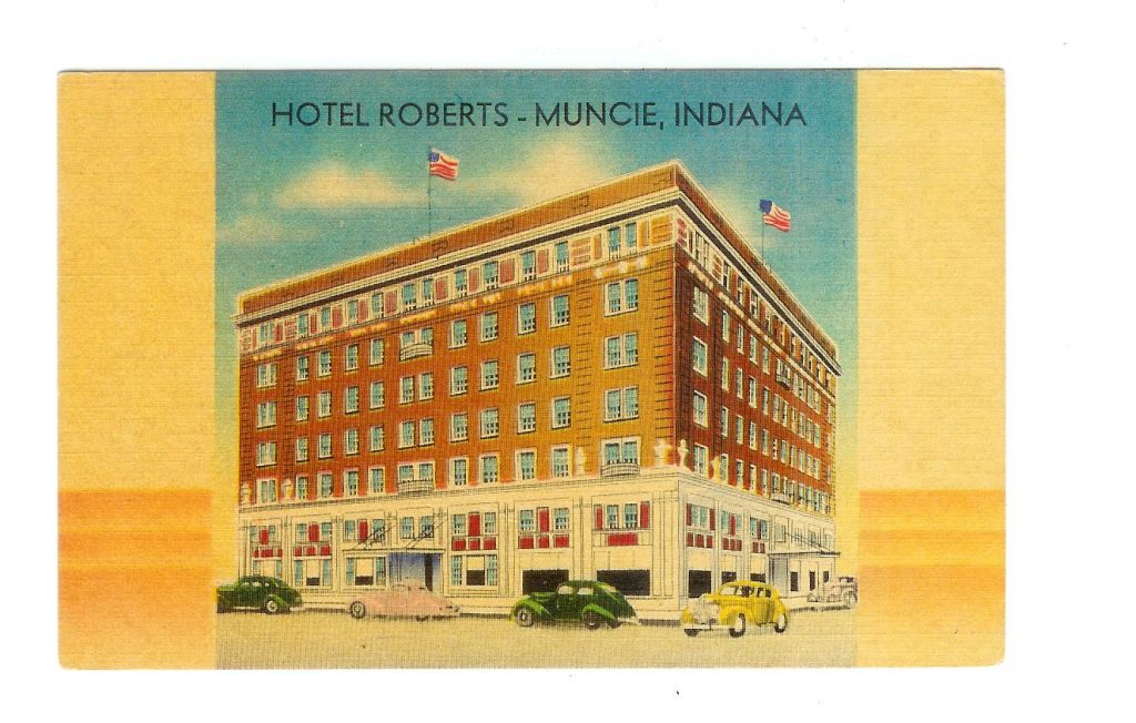 Linen postcard. Hotel Roberts, Muncie, Indiana. | Jackie's Vintage