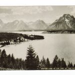 Postcard.  Jackson Lake at the foot of the Tetons, Wyoming.  Conoco Touraide.