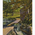 Linen postcard.  Leddell's Mill and mill dam in Jockey Hollow, Morristown, New Jersey.