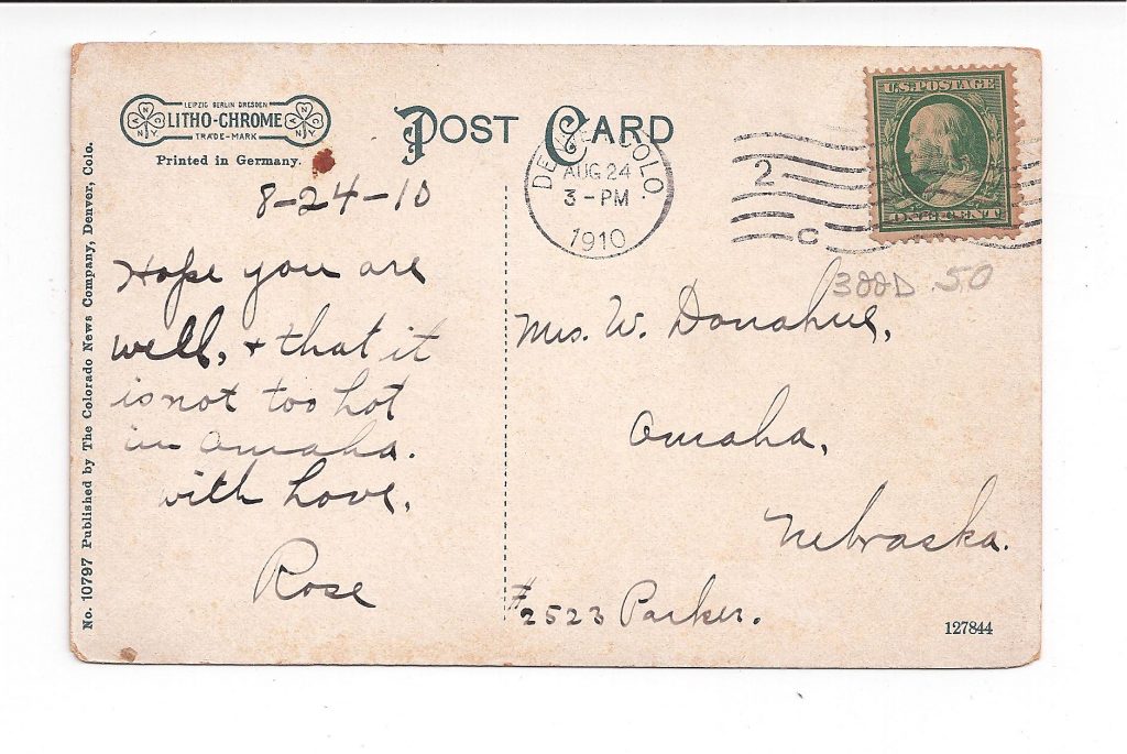 Old postcard. U S Mint, Denver, Colorado.1910. Jackie's Vintage Postcards