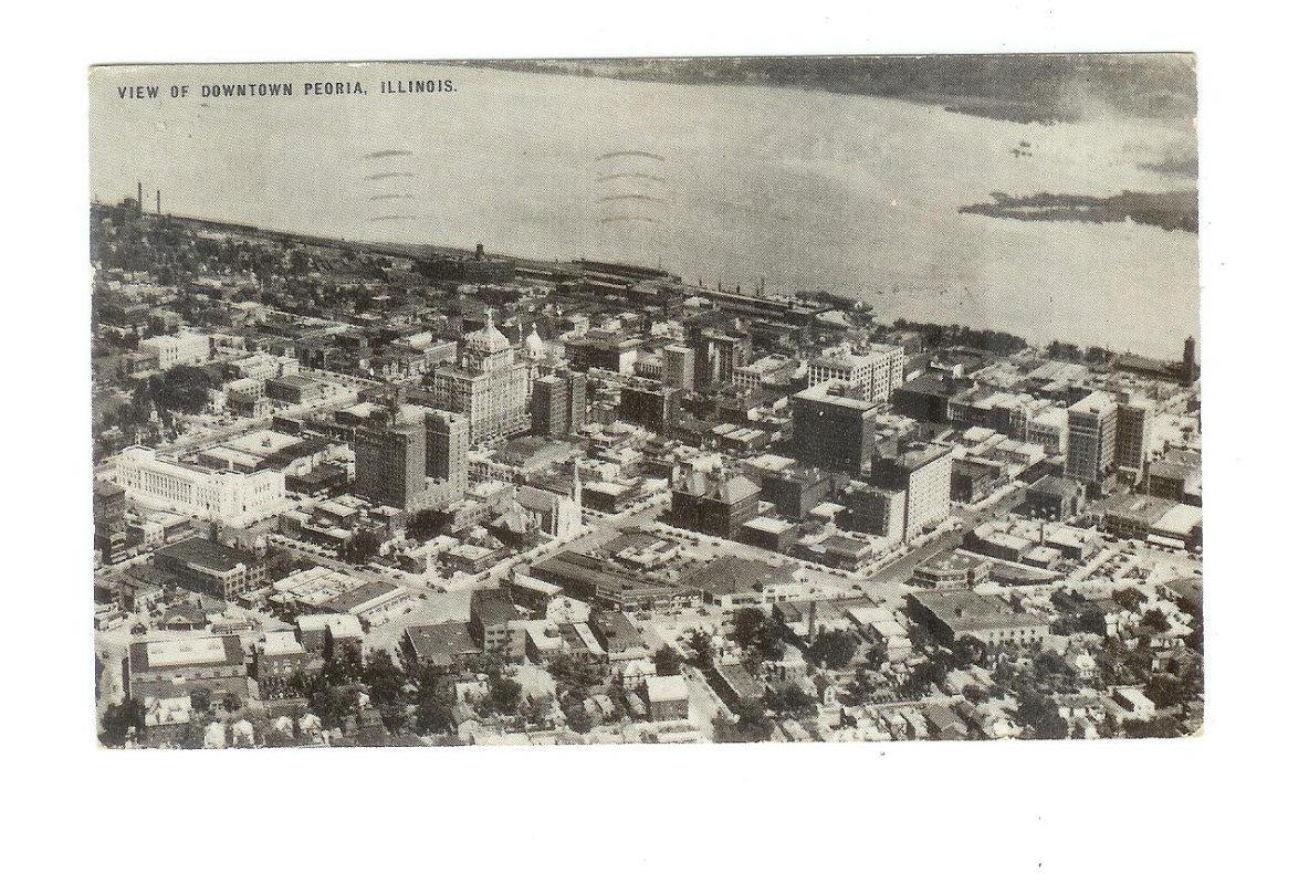 Old Postcard View Of Downtown Peoria Illinois 1949 Conoco Touraide