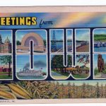 Linen postcard.  Greetings from Iowa.  Large Letter.  1947.