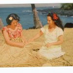 Chrome postcard. Lauhala Weaving.  Hawaiian women making baskets from leaf of the pandanus tree.