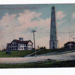 Old postcard.  Monument House and School, Groton, Connecticut.  1909.