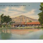 Linen postcard.  Swimmin' Hole at North Dakota Badlands Dude Ranch.