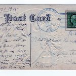 Old postcard.  A Happy New Year to you.  Embossed, farm, snow. 1915. - Image 2