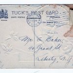 Old postcard.  With Every Good Wish for a Happy New Year.  Pretty Woman, clock.  1908.  Embossed. - Image 2