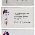 Three postcards.  The Flags of Victory Series.  I'm Proud of You, Waiting for you, Hurrah for the Victors.