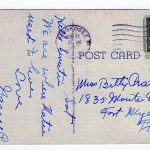 White border postcard.  Masonic Temple, Muskogee, Oklahoma.  1947. - Image 2