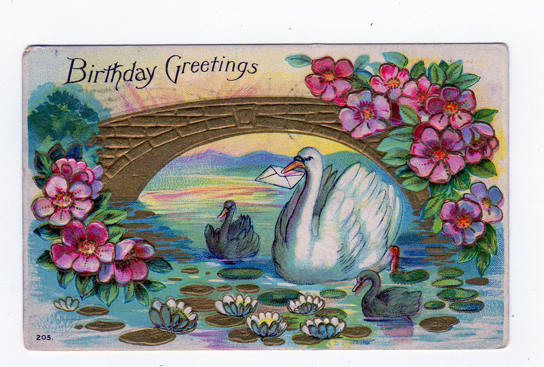 Винтажные открытки с лебедями