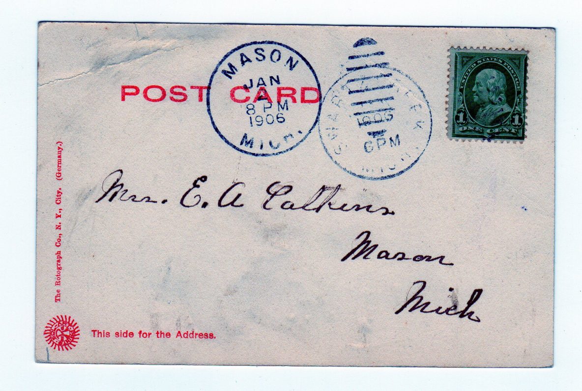 Old postcard. Court House, Flint, Michigan. 1906, back undivided