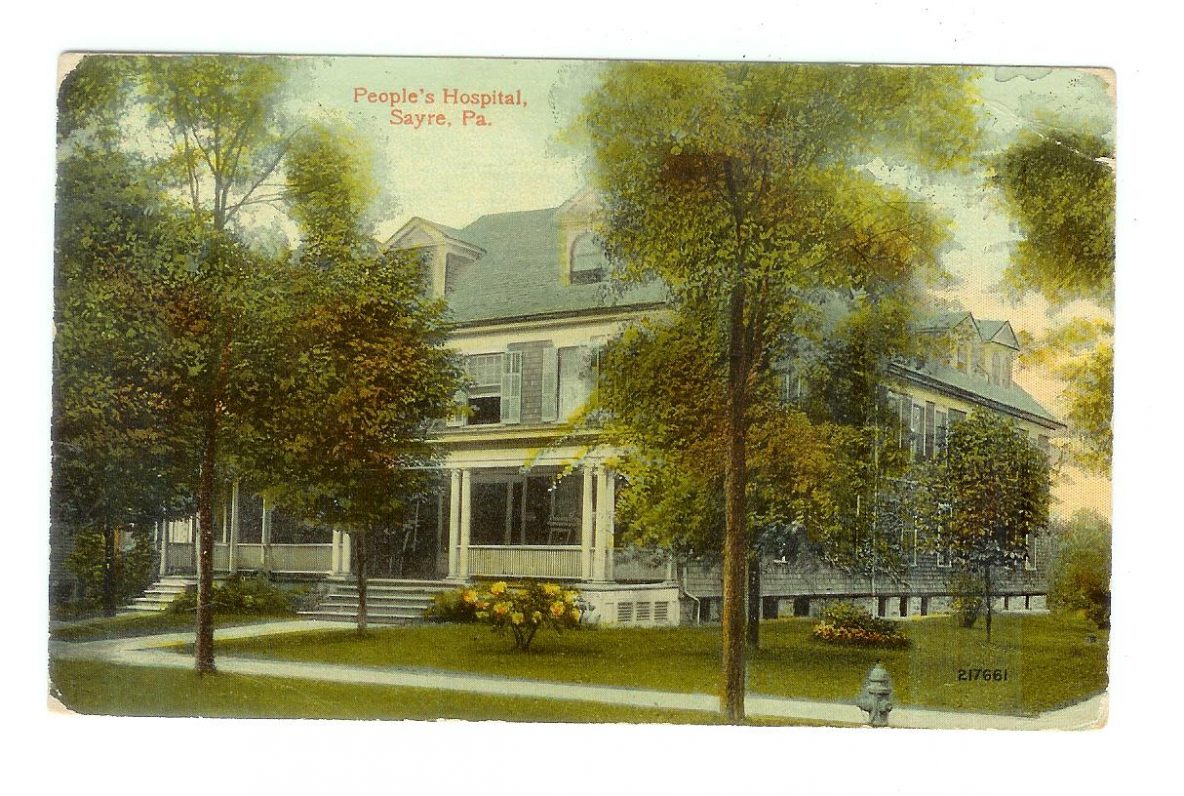 Old postcard. People’s Hospital, Sayre, Pennsylvania. Jackie's