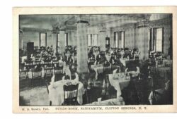White border postcard.  Dining Room, Sanitarium, Clifton Springs, New York.  1908