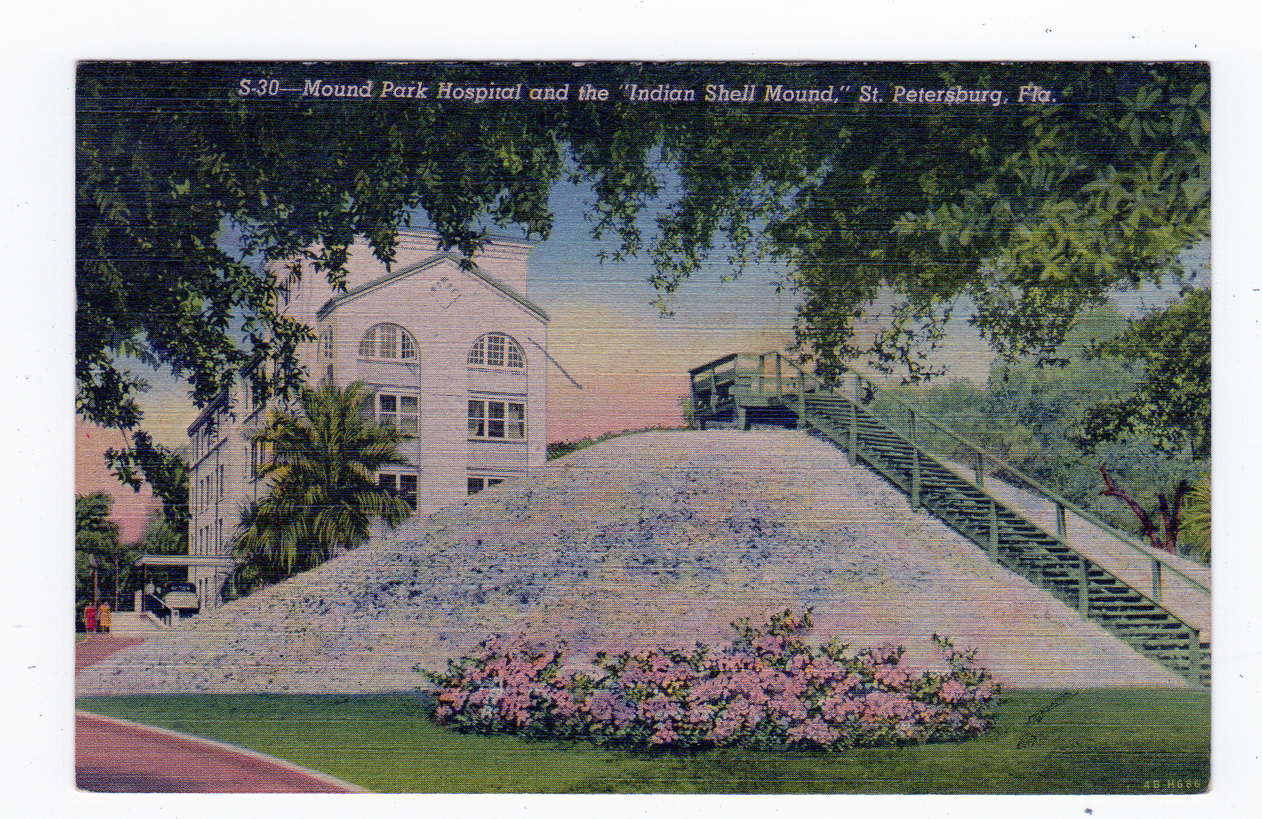 Linen postcard. Mound Park Hospital and the Indian Shell Mound, St Petersburg, Florida. | Jackie ...
