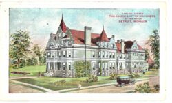 Old postcard.  General Offices:  The Knights of the MacCabees of the world, Detroit, Michigan. 1910.