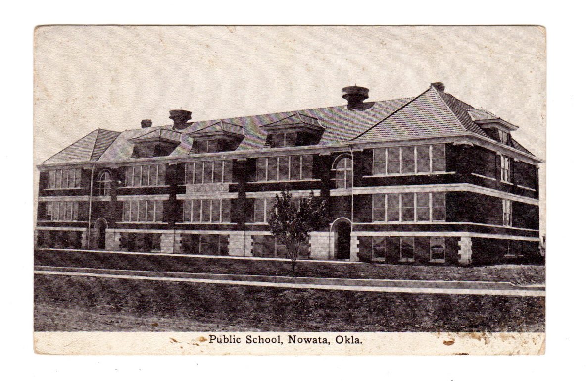 Old postcard. Public School, Nowata, Oklahoma. 1912. Jackie's Vintage