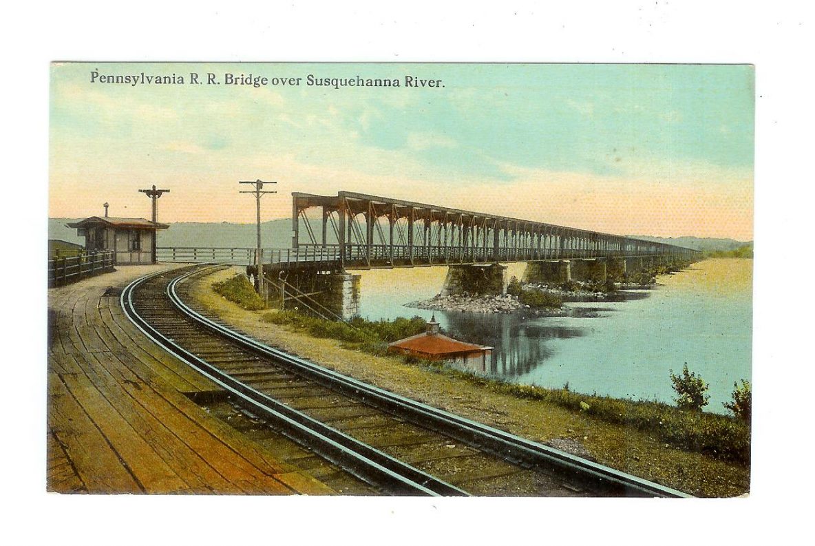 Old postcard. Pennsylvania Railroad Bridge over Susquehanna River