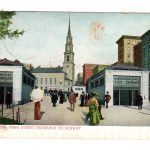 Old postcard.  Boston, Massachusetts.  Park Street Entrance to Subway.  Back undivided. 1907.