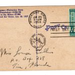 Linen postcard.  Greetings from Michigan. Large letter.  State Capital in Lansing, State Flower Apple Blossom.  1958. - Image 2