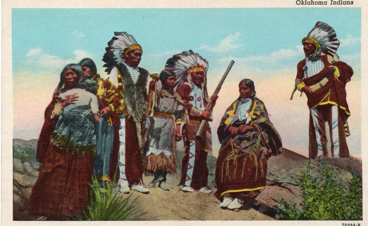 Linen Postcard Oklahoma Indians Jackies Vintage Postcards