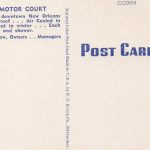 Linen postcard.  Southwinds Motor Court, US 11 & 90 East, Gentilly Highway New Orleans, Louisiana.  Mr and Mrs L J McGraw, Owners, Managers. - Image 2