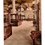 Old Postcard.  Fifth Street Lobby, Security Savings Bank, Los Angeles, California.