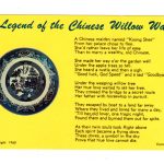 Chrome postcard.  Legend of the Chinese Willow Ware.  Poem.  1960.