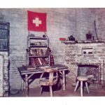 Chrome postcard.  Office of John Sutter, Swiss Founder of New Helvetia, Sutter's Fort Historical Museum, Sacramento, California.