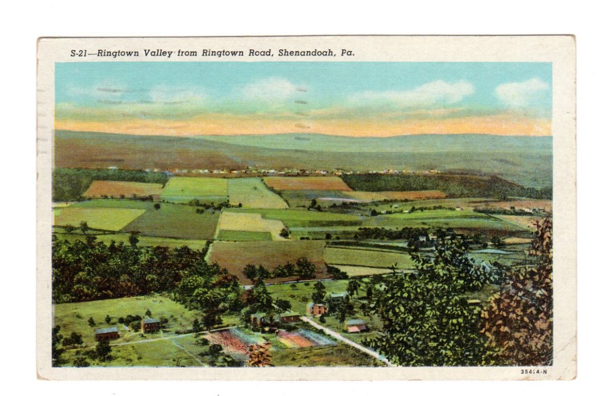 Linen postcard. Ringtown Valley from Ringtown Road, Shenandoah