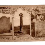 Postcard Hindhead Surrey.  The Sailor's Memorial Stone.  The Punch Bowl.  The Gibbet Cross,  Sailor's Grave Thursley.  England, UK.