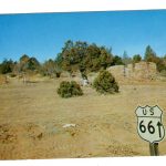 Chrome postcard.  Abandoned Adobe and Rock Shacks along Route 66.