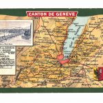 Old postcard.  Canton de Geneve, Switzerland.  Map.