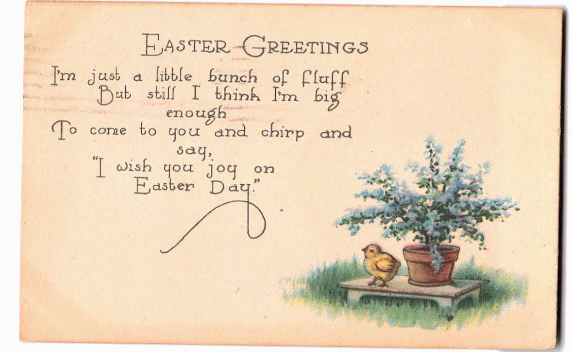 Old postcard. Easter Greetings. Poem. Flower and chick. 1921. | Jackie ...
