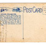 White border postcard.  Edward W Bok.  Singing Tower and Bird Sanctuary, Lake Wales, Florida. - Image 2