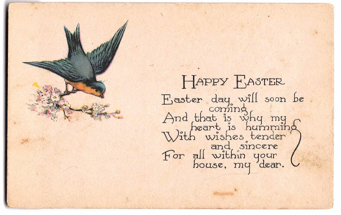 Old postcard. Happy Easter, Robin, poem. | Jackie's Vintage Postcards