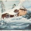 White border postcard.  Ski Lodge - Mt Spokane State Park, Washington.  Snow.