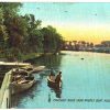 Old postcard.  Pawtuxet River from Rhodes Boat House Providence, Rhode Island. Canoe, men rowing.  Undivided back.