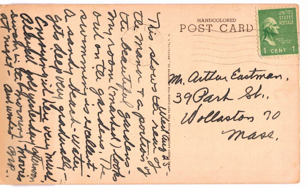 Postcard. Boxwood Manor, Garden Path, Old Lyme, Connecticut. 1948. Hand