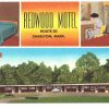 Linen postcard.  Redwood Motel, Charlton, Massachusetts.