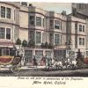 Old postcard.  Mitre Hotel, Oxford, England, UK.  Horses and carriages, people.  1907.