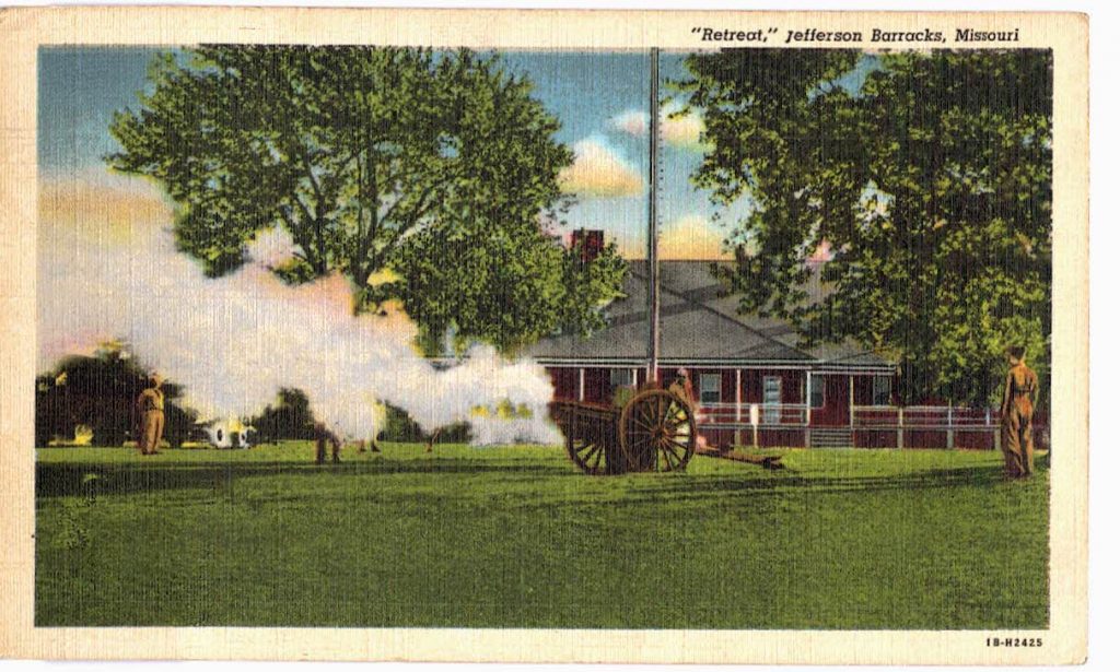 Linen postcard. Retreat, Jefferson Barracks, Missouri. 1943. Jackie's