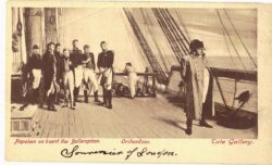 Old postcard.  Napoleon on board the Bellerophon.  Ship.  Painting by William Orchardson.