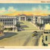 Linen postcard.  Habana:  Universidad Nacional.  National University, Havana, Cuba.  Street Car.  1951.
