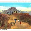 White border postcard.  The Mesa and Old Walpi, Northern Arizona.  Hopi Indian Village.  1934.