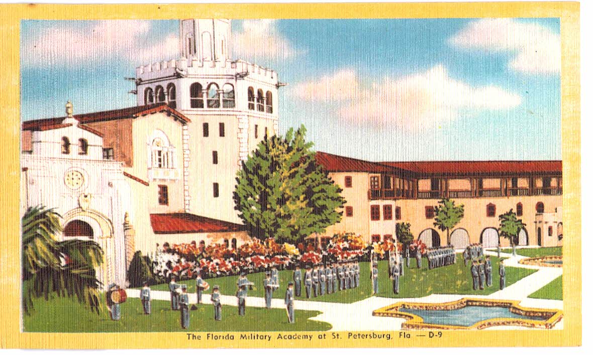 Linen postcard. The Florida Military Academy at St