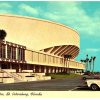 Chrome postcard.  Bayfront Center, St Petersburg, Florida. Auditorium and arena overlooking Tampa Bay.