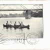 Old postcard.  Canoeing on the Connecticut River.  Young men in ties.  1909.