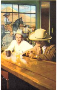 Postcard.  Hotel Hilton Bar, Chihuahua, Chih, Mexico.  Cowboys, horse.